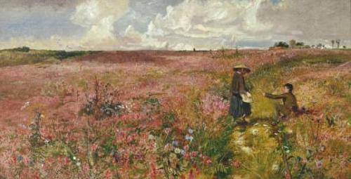 John Samuel Raven Study for landscape with flowering Norge oil painting art